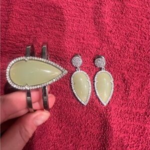 Silver and Green Jewelry Set